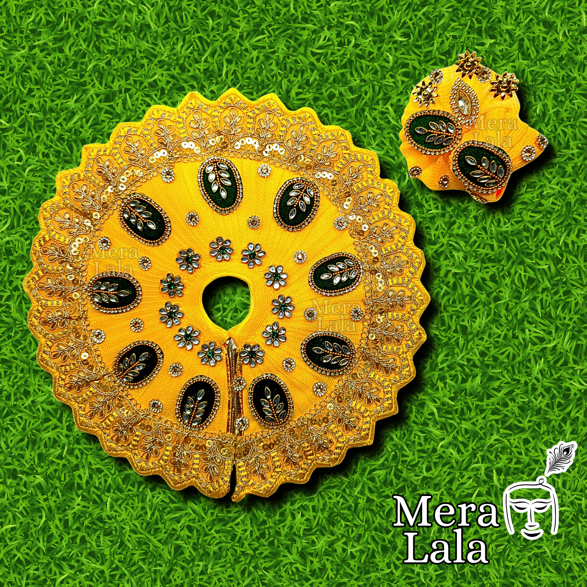 Laddu Gopal Poshak Set | Krishna Dress and Pagdi Set for Bal Gopal (Size 4&5)