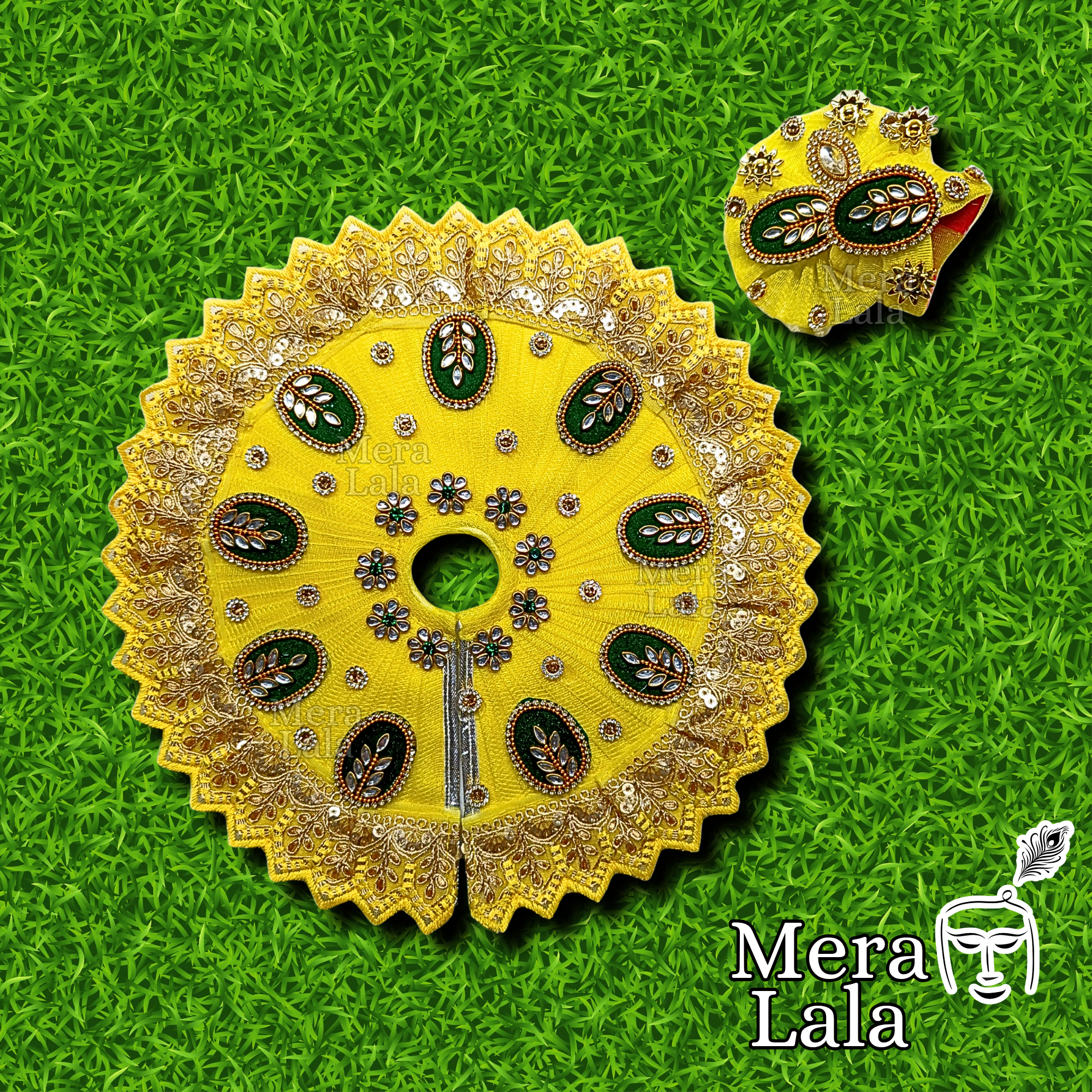 Laddu Gopal Poshak Set | Krishna Dress and Pagdi Set for Bal Gopal (Size 4&5)